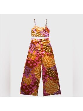 Christian Lacroix Pink, Brown & Orange Wide-Leg Two-Piece Set